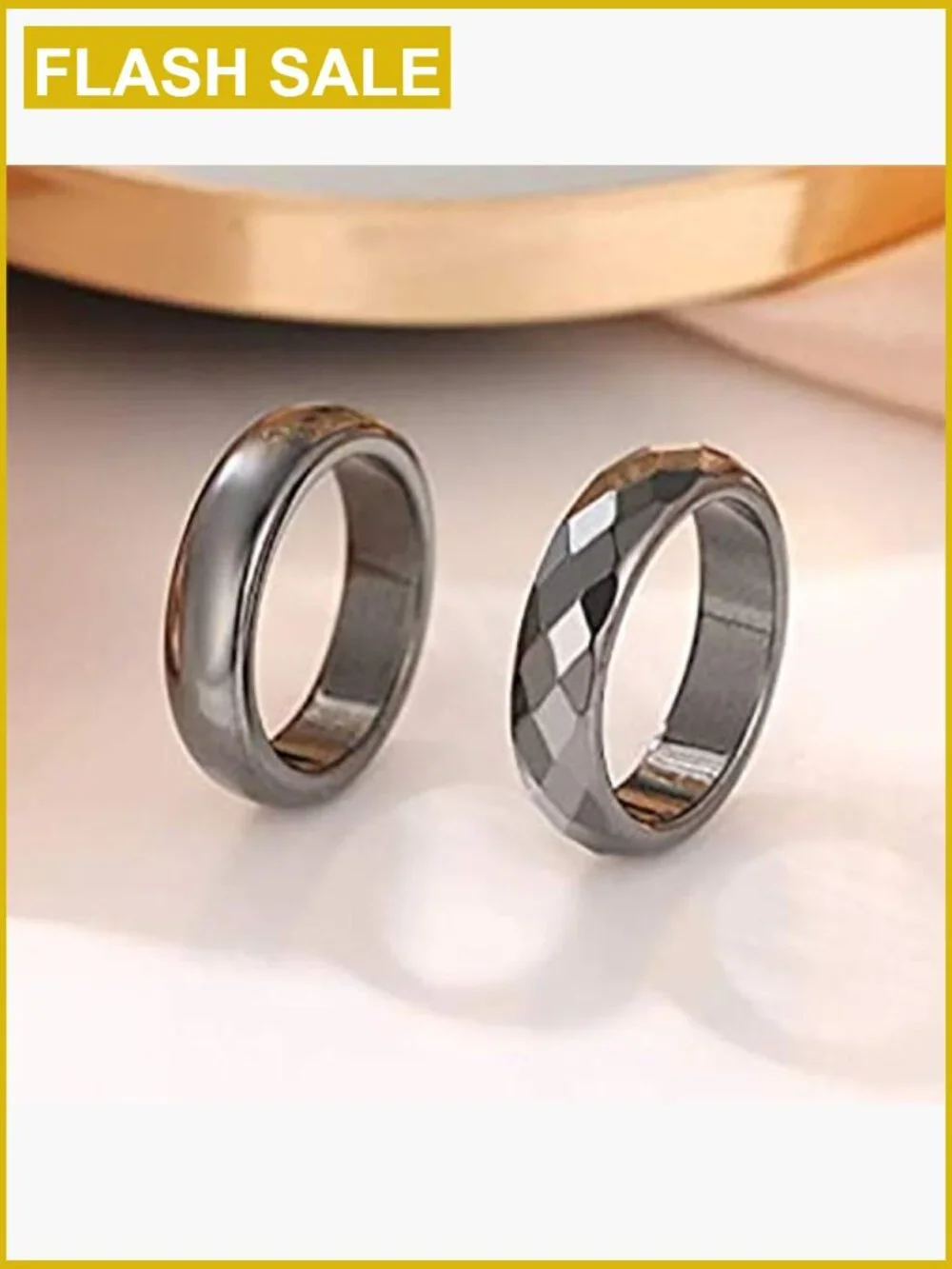 Hematite Stone Ring Anxiety Relief Healing Jewelry Unisex Size 6-10